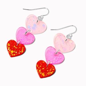 Triple Heart Valentine's Day Drop Earrings - NWT